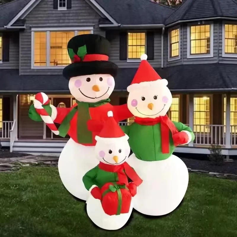 Muñeco de nieve inflable con acabado decorativo