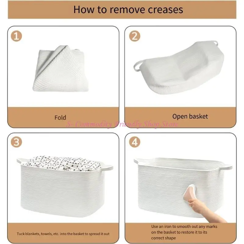 Cesta almacenamiento con cuerda de algodón para estantes - imagen 5