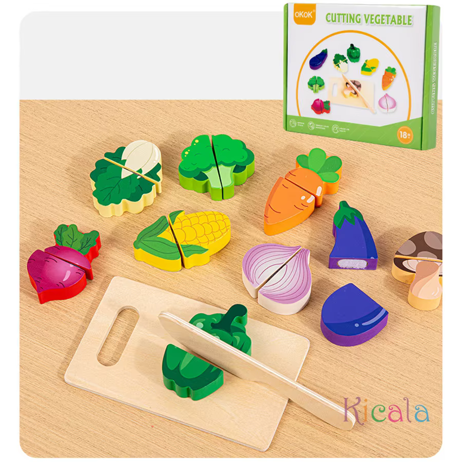Juguete de cocina de madera Montessori con velcro para frutas - imagen 4