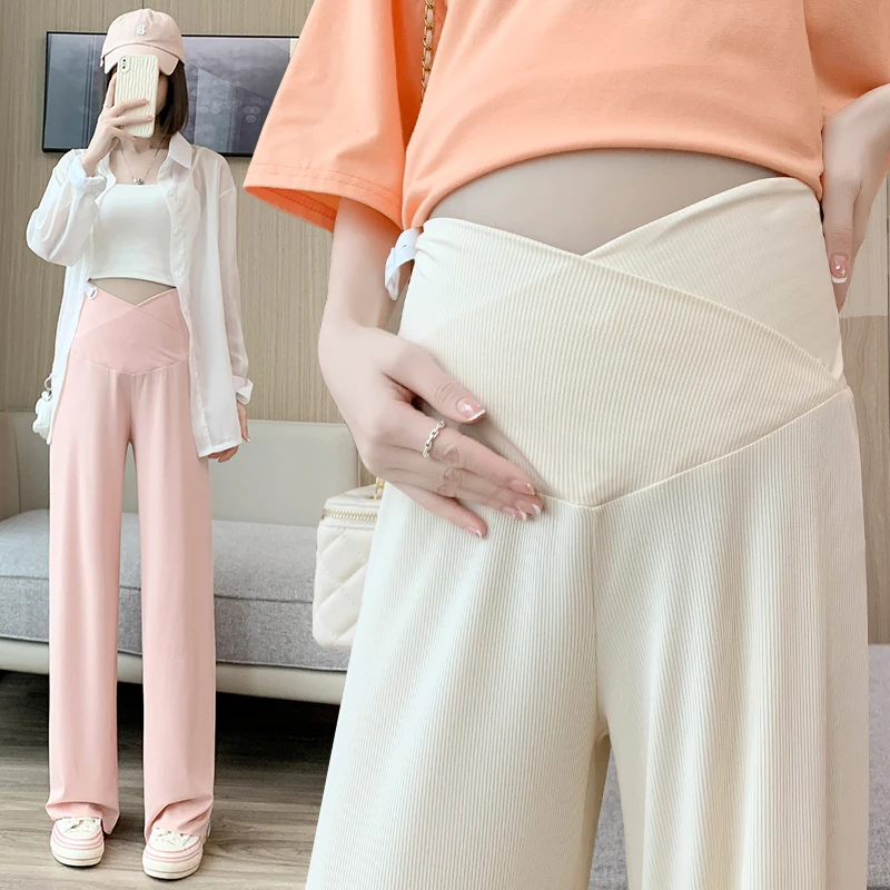 Pantalones premamá tela fresca – Cintura baja ajustable - imagen 2