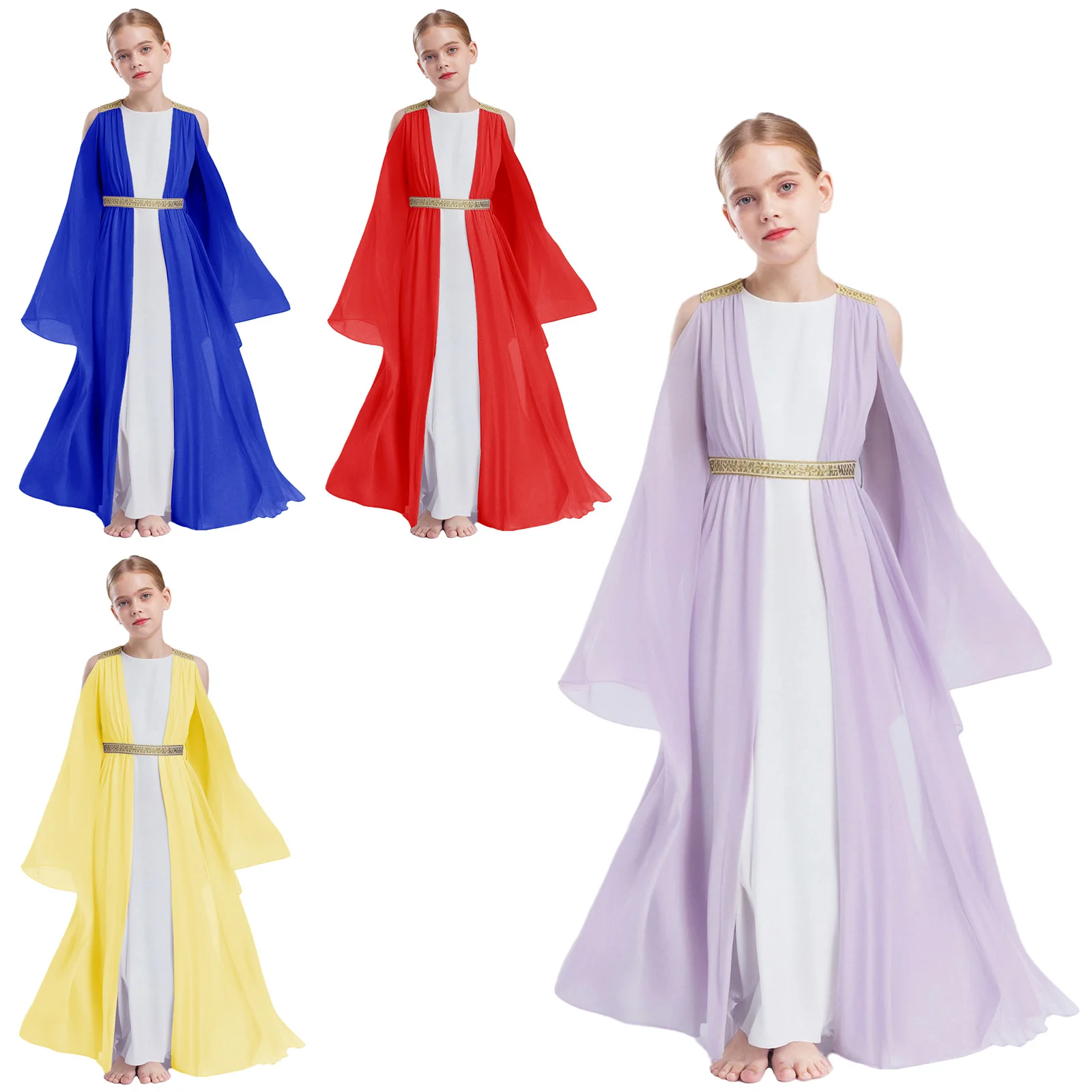 Disfraz de Halloween para niñas de diosa romana con toga bordada - imagen 3