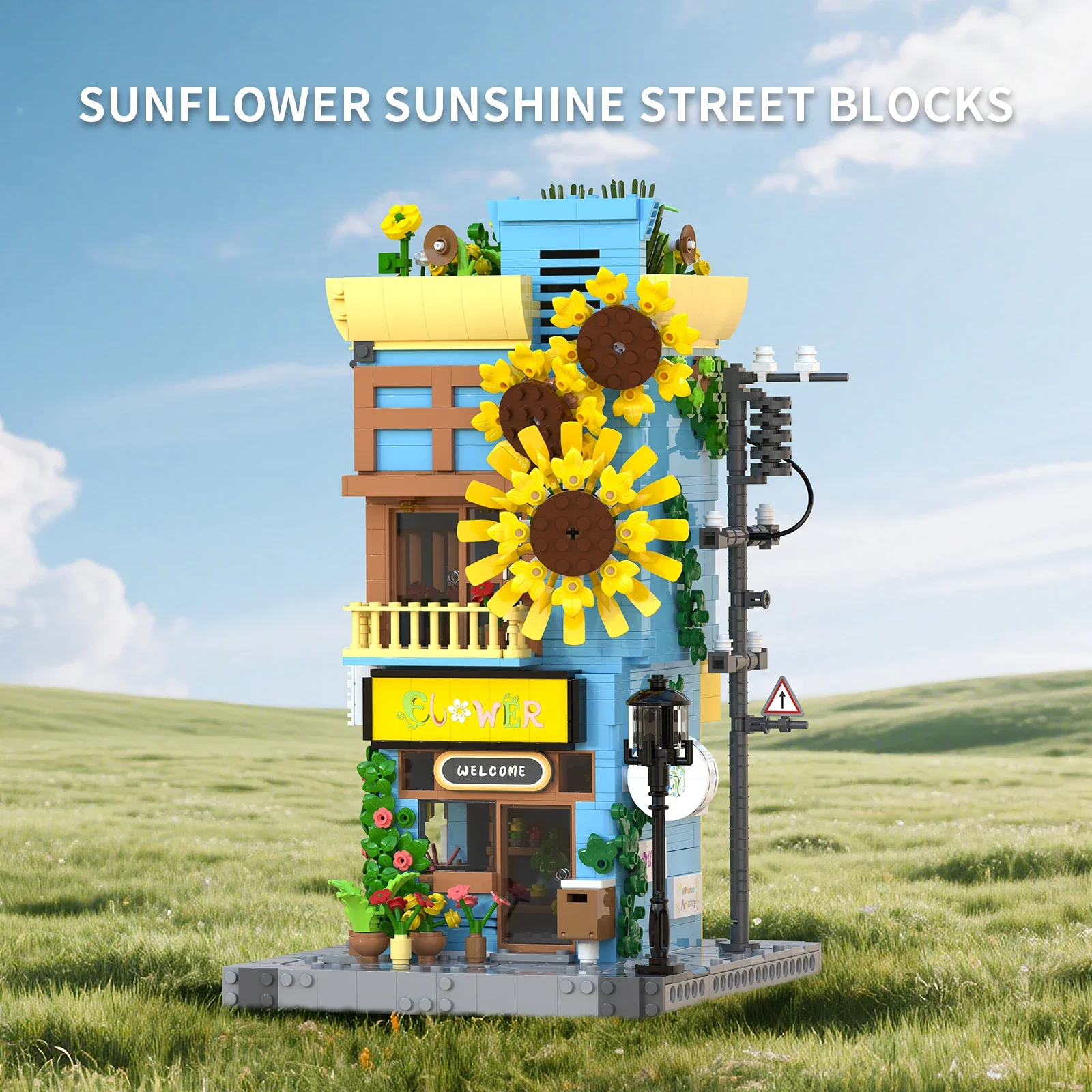 Bloques de construcción girasol casa flores desmontable manualidades
