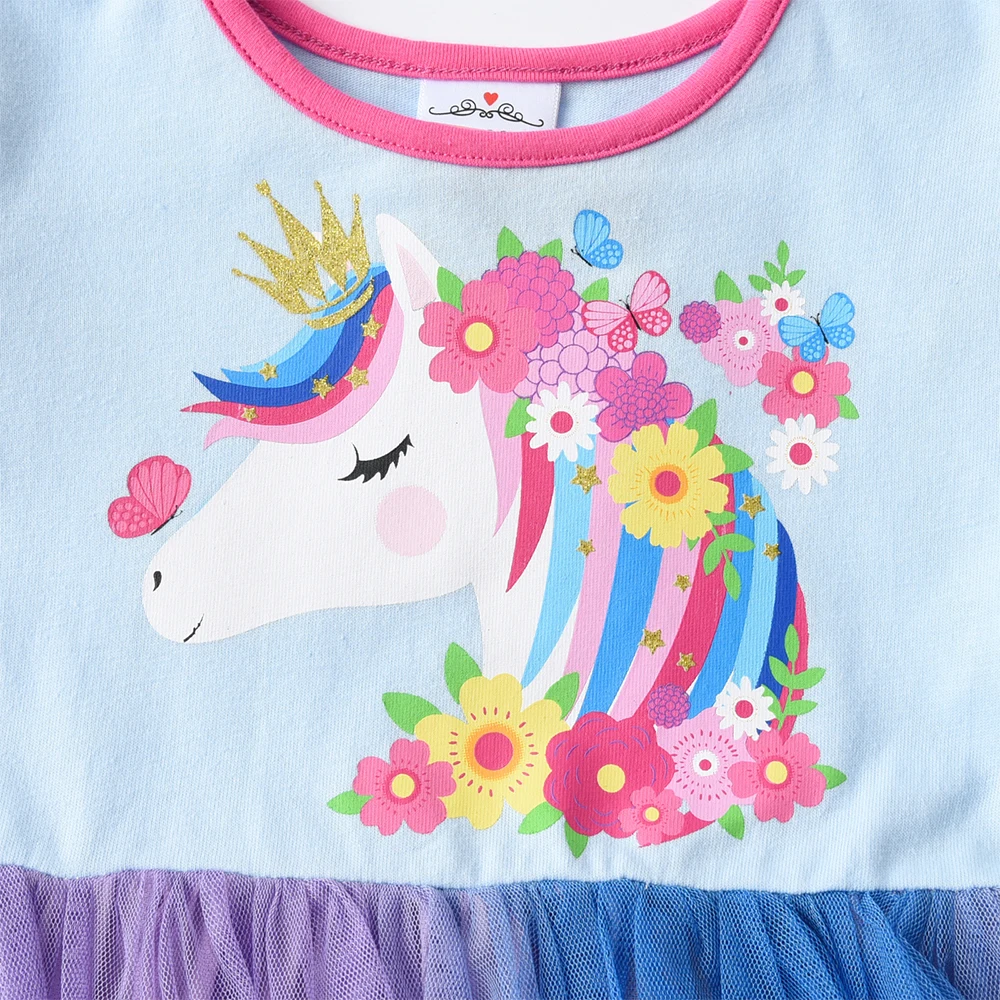 DXTON vestido floral de niña – Unicornio para fiesta escolar - imagen 2