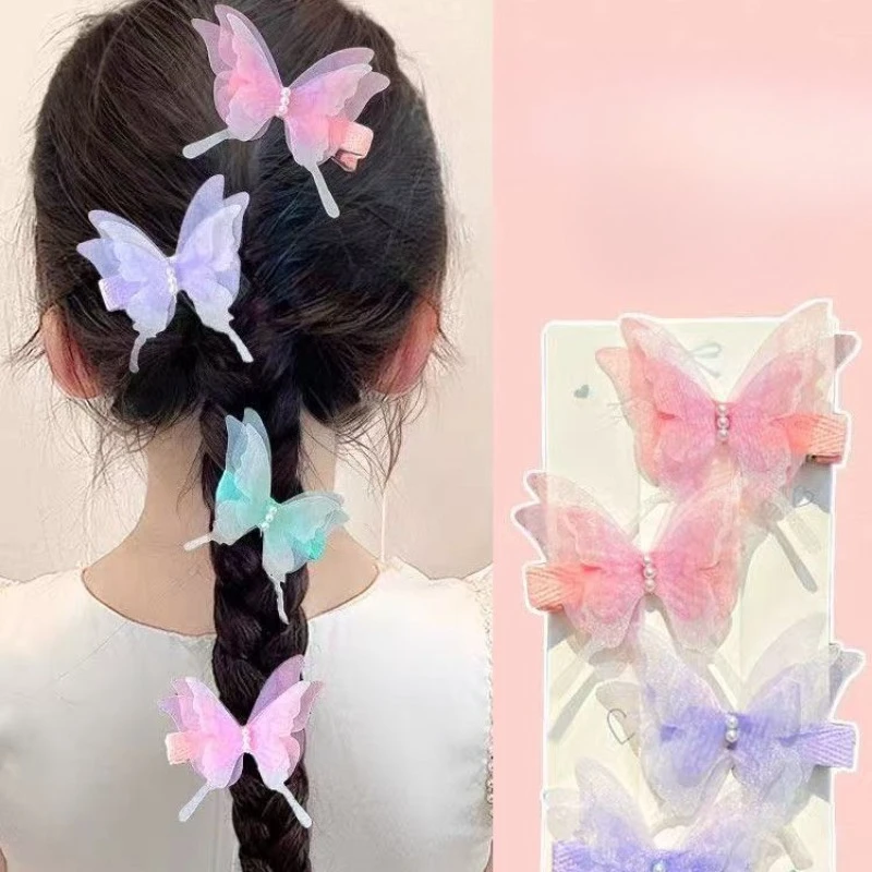 Horquilla mariposa para niñas con clip lateral suave de flequillo