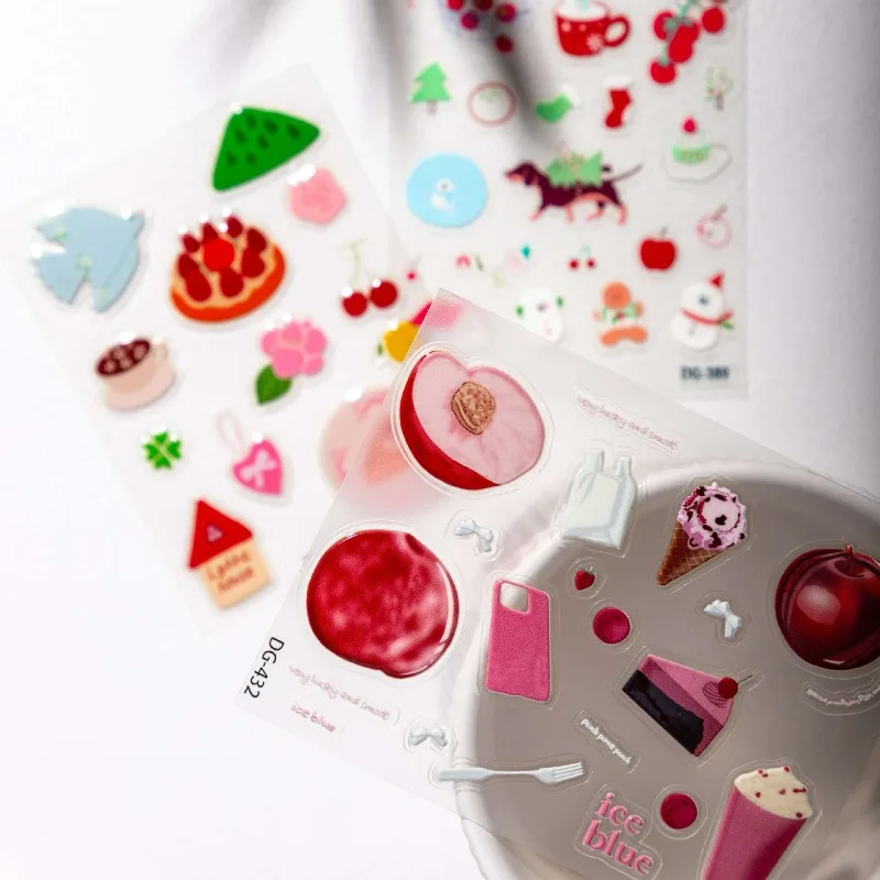 Adhesivos de gelatina con frutas kawaii coloridos