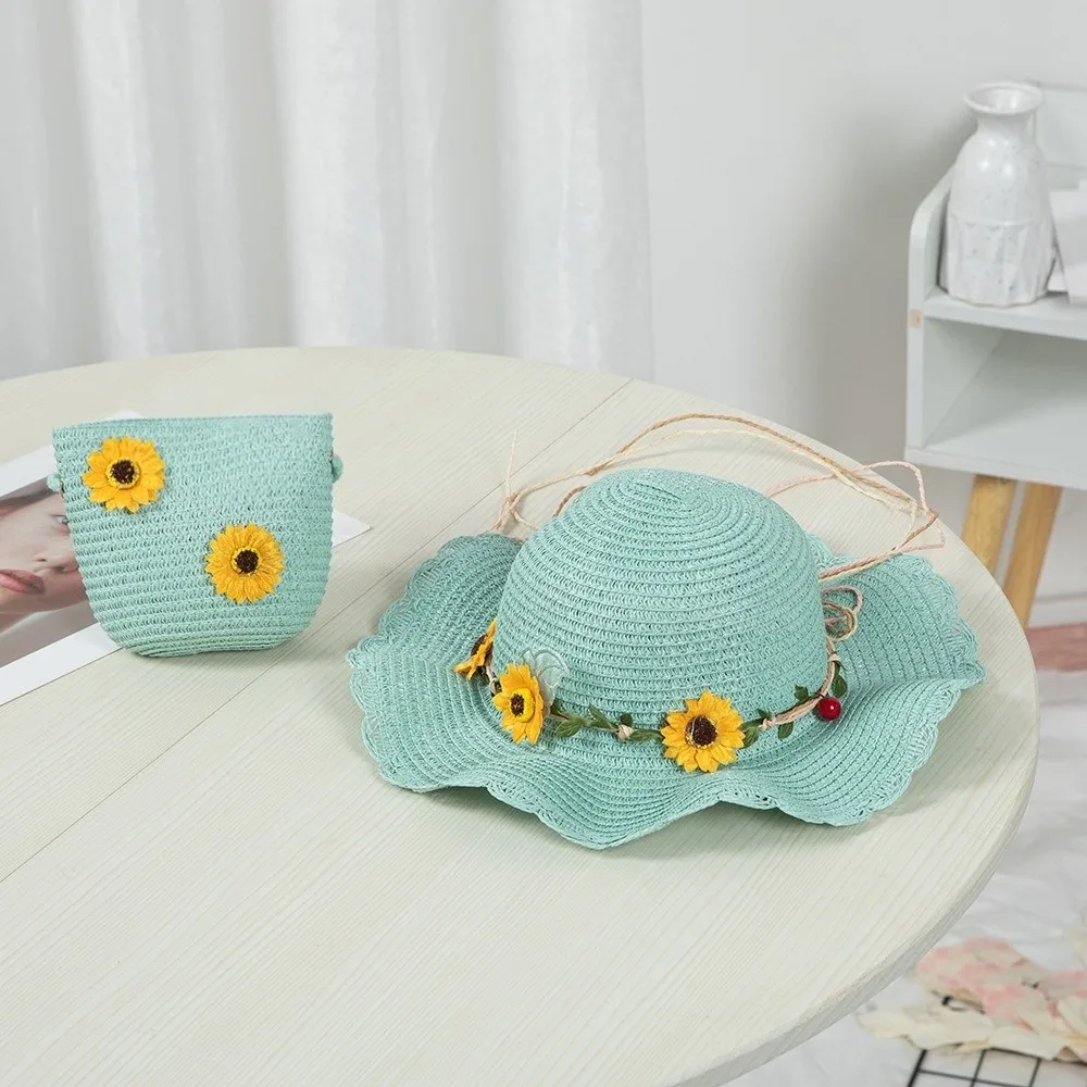 Sombrero infantil de paja con ala ancha girasol y protección solar - imagen 3