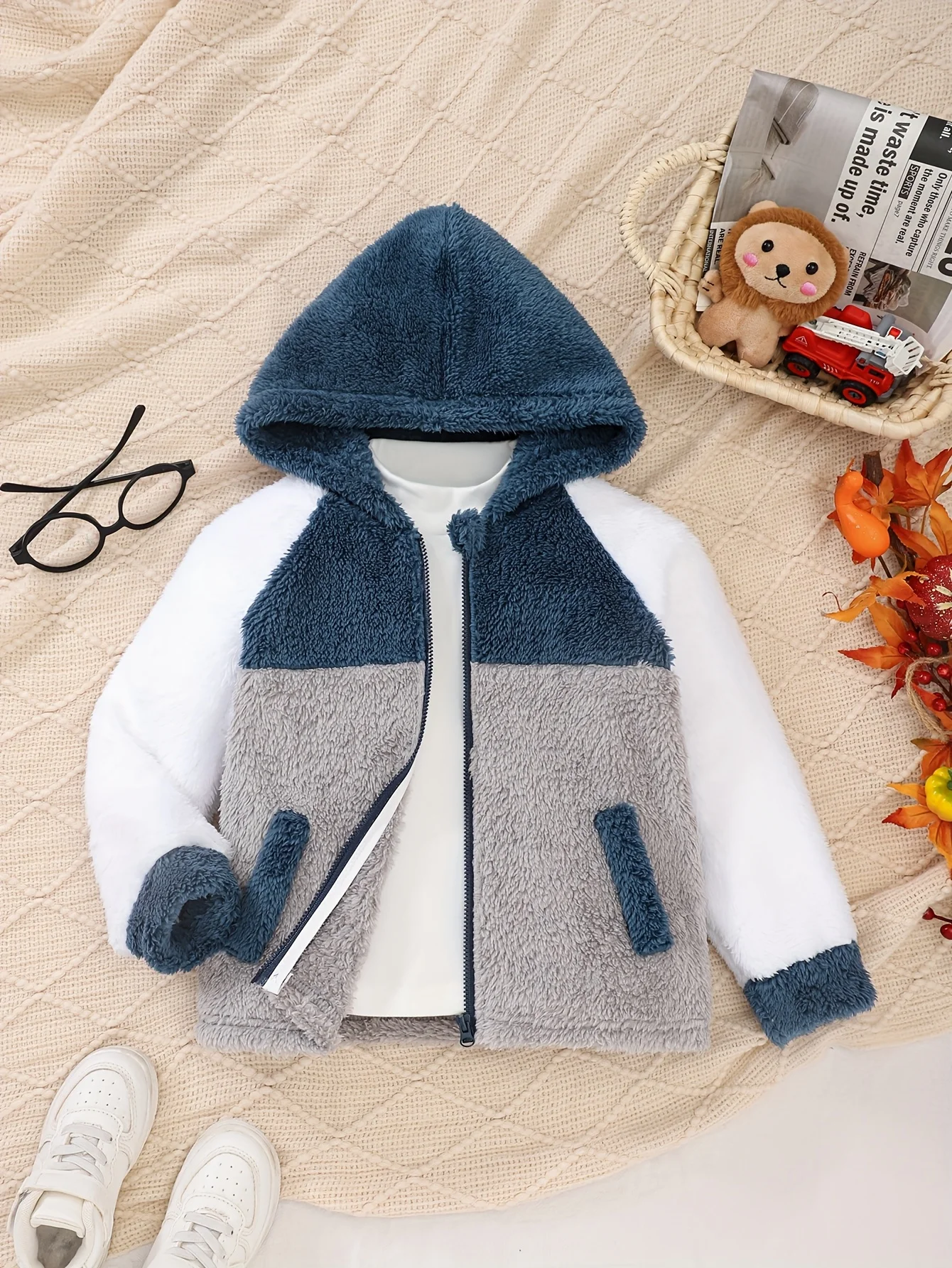 Chaqueta con capucha cálida de felpa suave para otoño e invierno - imagen 3