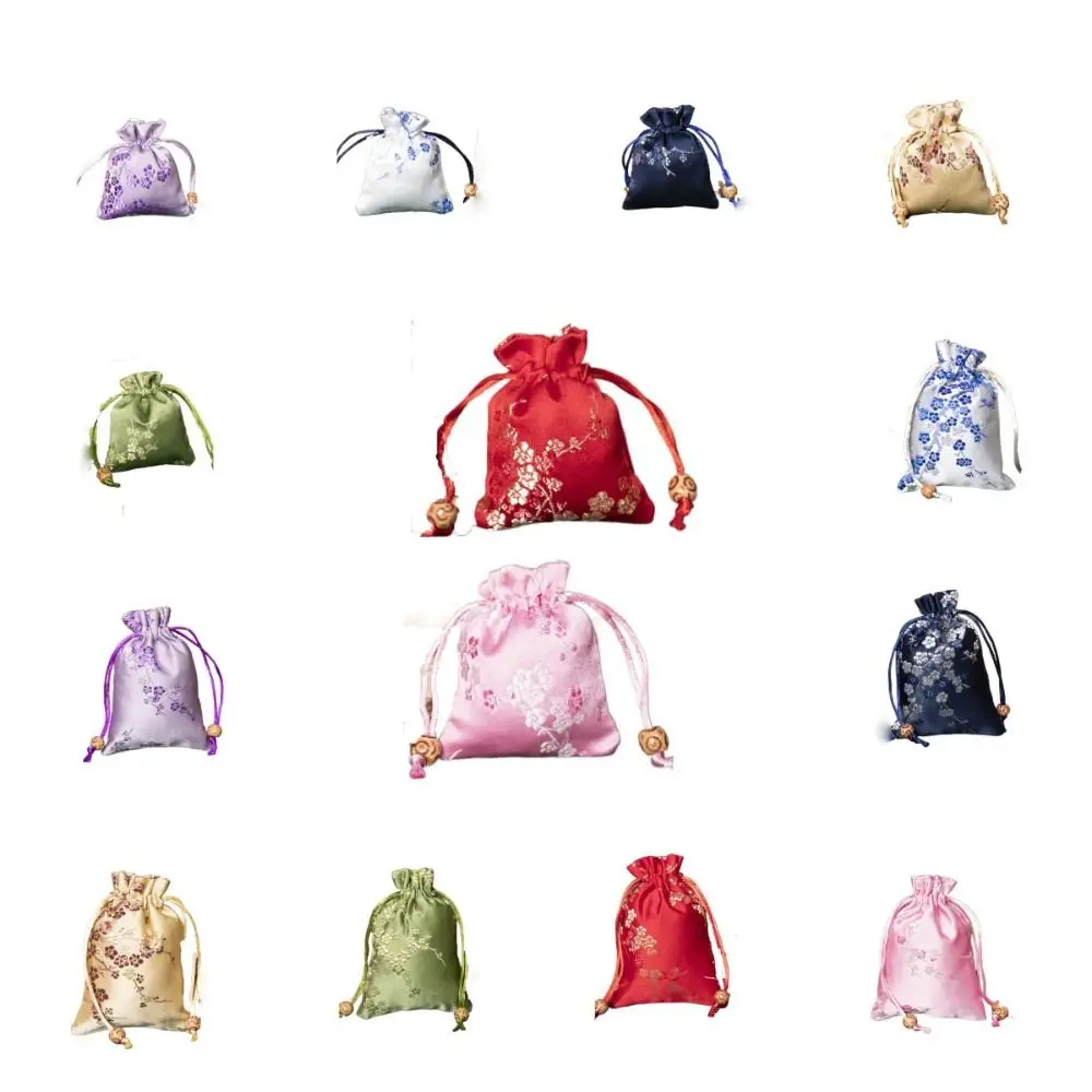 Bolsa de regalo de satén con cordón bordado y lazo flor para fiestas - imagen 5