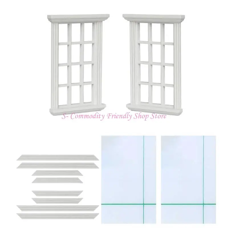 Ventanas de miniatura en madera (pack de 2) para casa de muñecas 1/12
