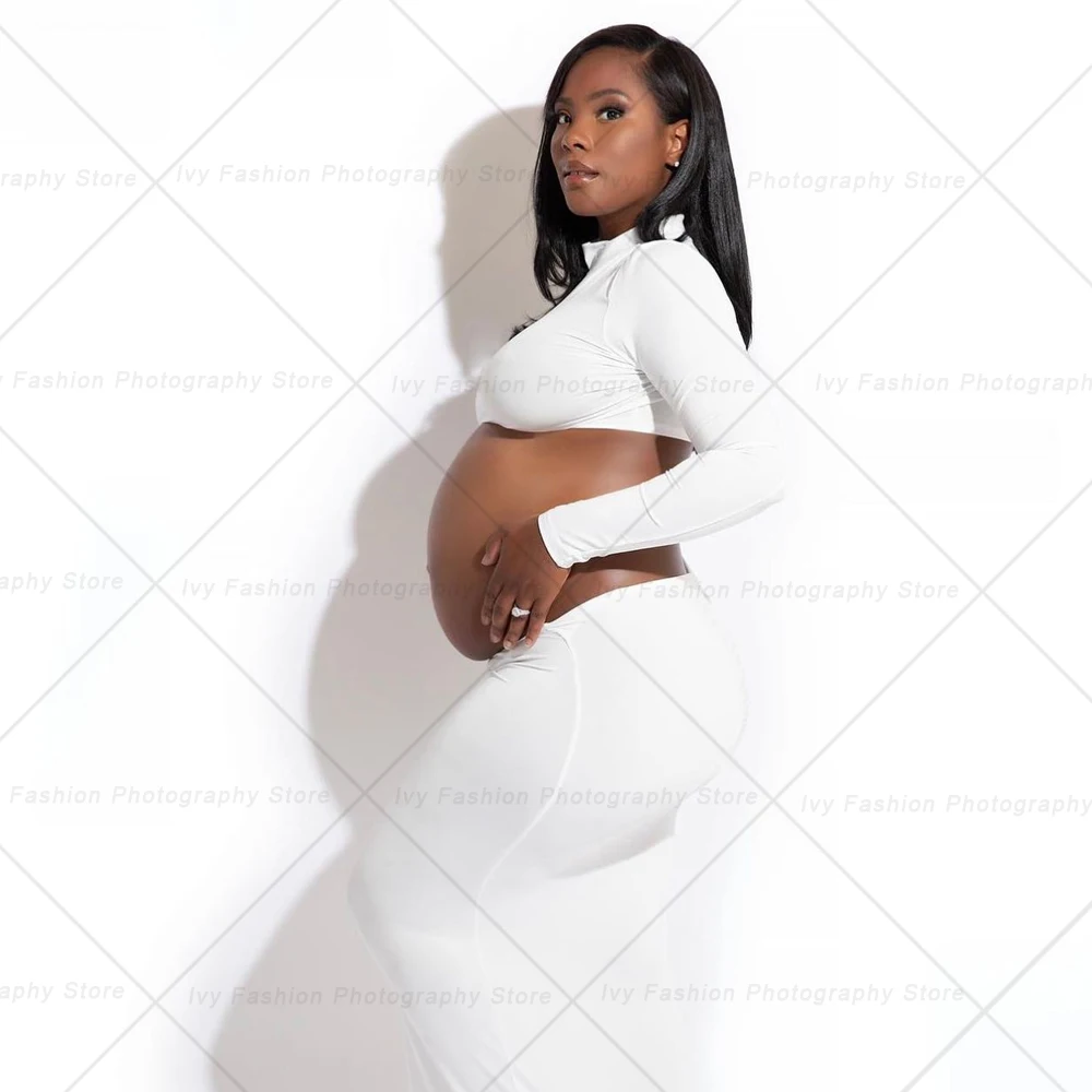 Vestido de maternidad para fotos con tejido elástico y ajuste - imagen 4