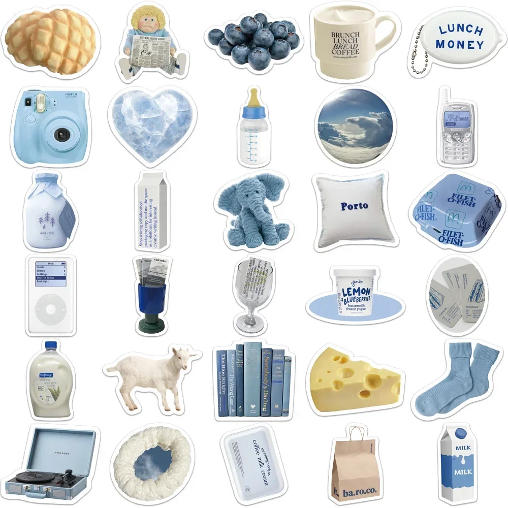 Pegatinas infantiles azules estilo vintage - pack 60 uds decorativas - imagen 4