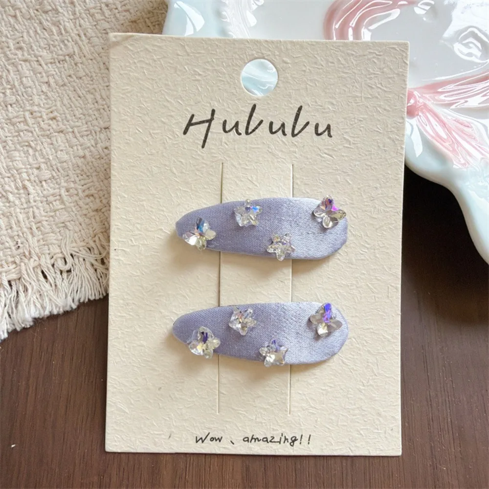 Pinzas para el pelo mariposa y estrella de tela con brillantes - imagen 4