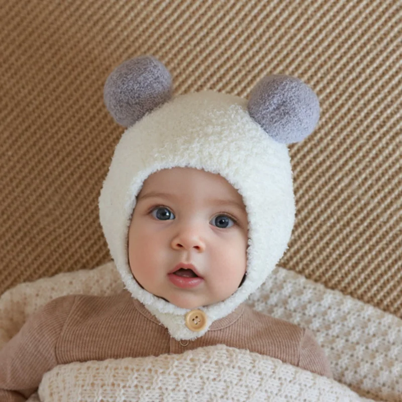 Gorro de lana con pompón para bebé recién nacido - imagen 4