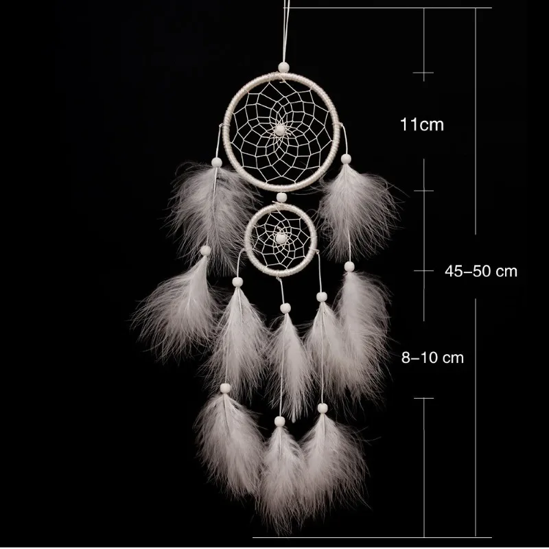 Atrapasueños campanas de viento con anillo doble y plumas
