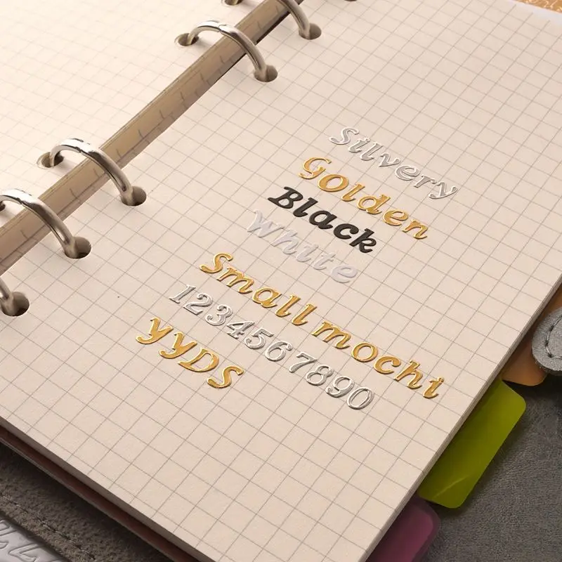 Pegatinas doradas con letras inglesas para álbum y diario artesanal - imagen 4
