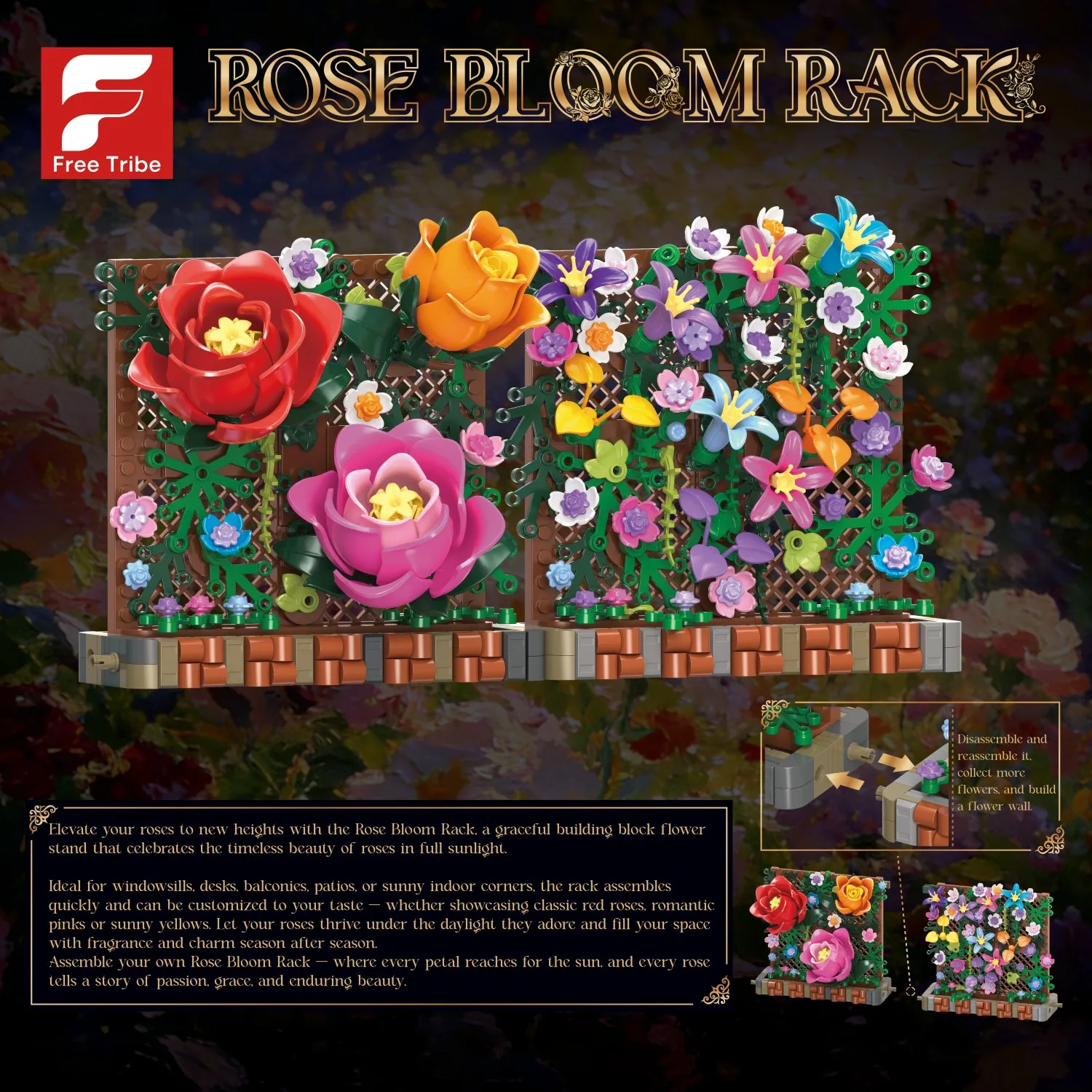 Bloques de construcción de rosas florales para manualidades - imagen 5