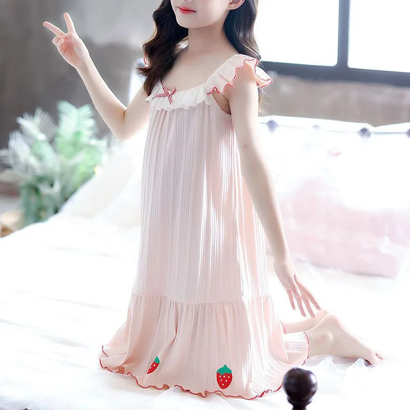 Camisón sin mangas para niña – Estilo princesa dulce cómodo en casa - imagen 3