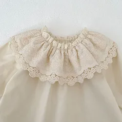MILANCEL Camiseta interior algodón con cuello encaje niñas