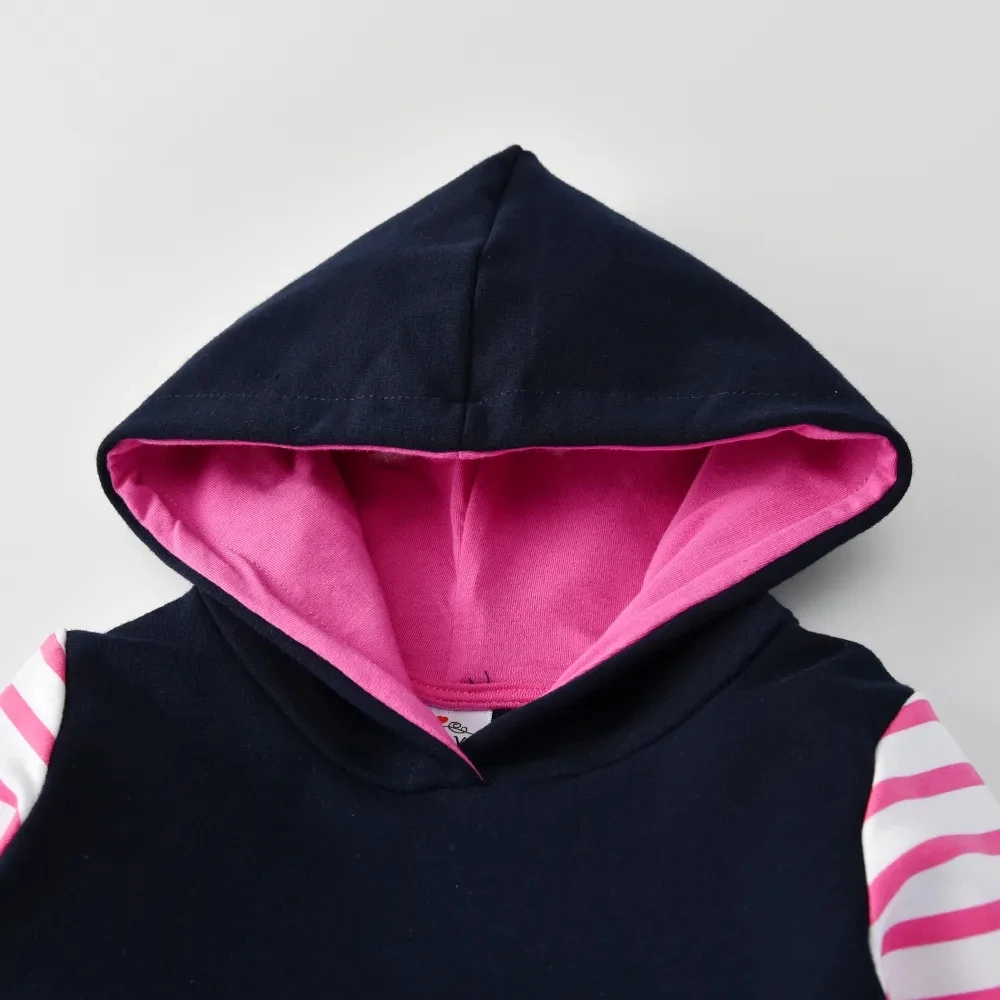 DXTON vestido con capucha a rayas para niña de algodón arcoíris