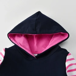 DXTON vestido con capucha a rayas para niña de algodón arcoíris