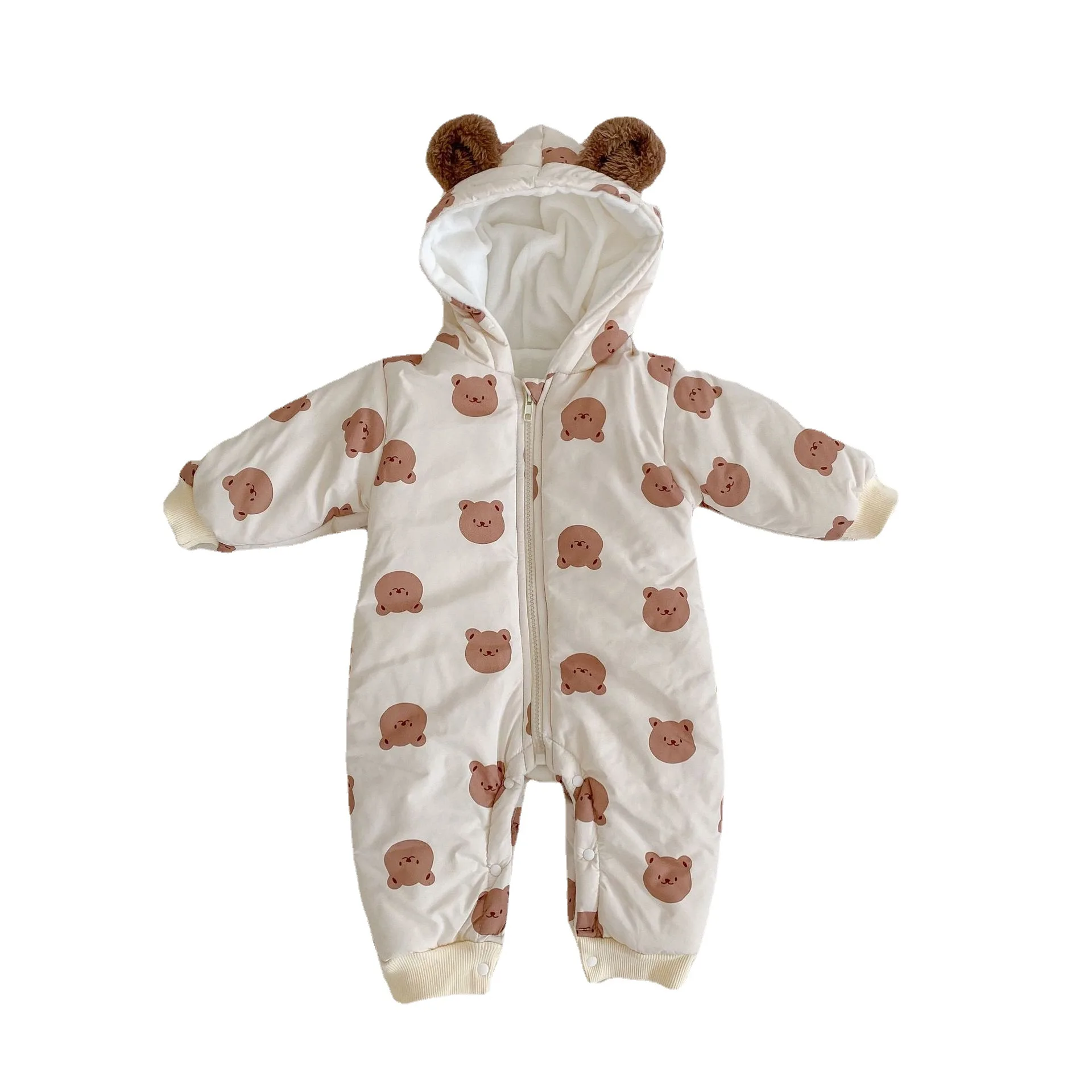 Mameluco acolchado con capucha estampado oso para bebe - Otono calido - imagen 2
