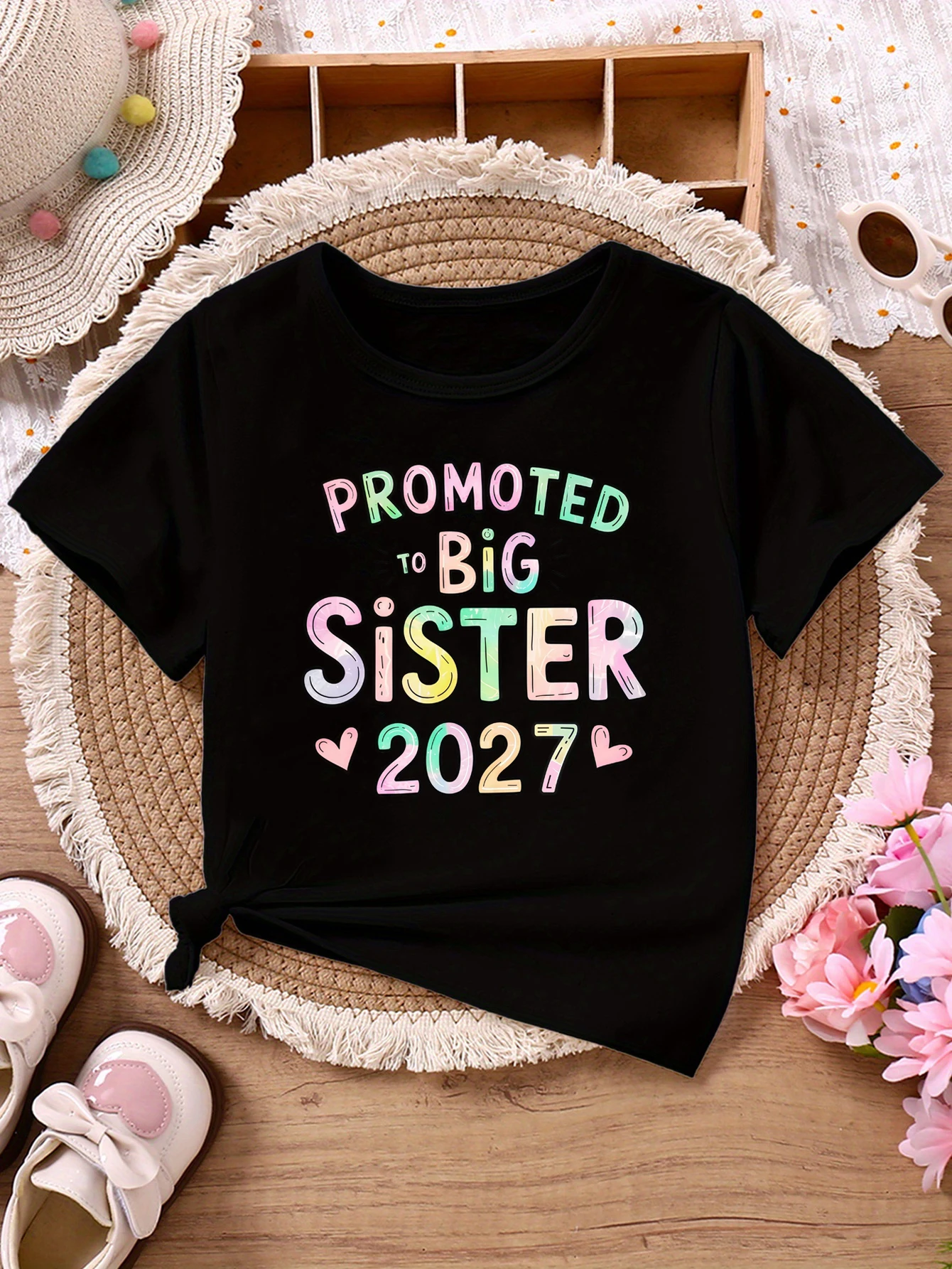 Camiseta de teñido anudado con corazones para niñas - imagen 3