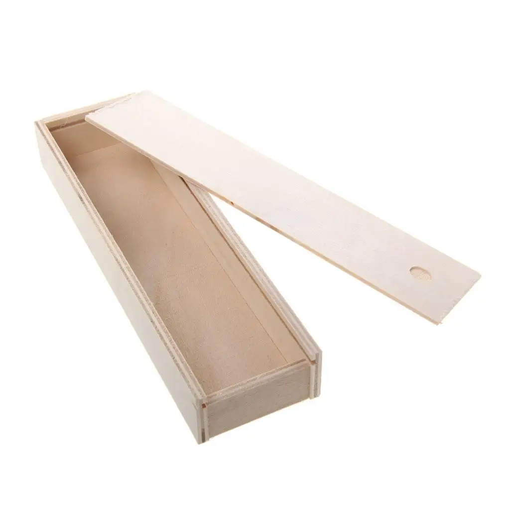 Caja de almacenamiento de madera natural para lápices de niños artesanales