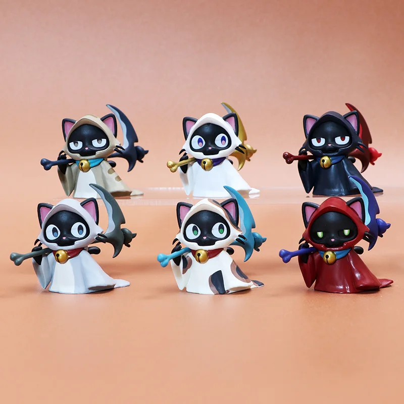 Figuras de gatos con temática Grim Reaper y estilo anime