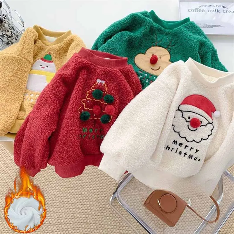 Sudadera gruesa acolchada de invierno para niños con diseño navideño - imagen 3