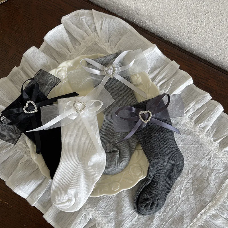 Calcetines altos para niña – Corazón brillante primavera y otoño - imagen 2