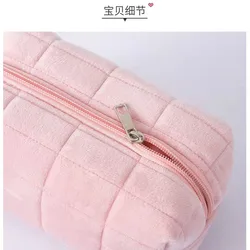 Bolsa de cosméticos diseño almohada en rosa, blanco y azul
