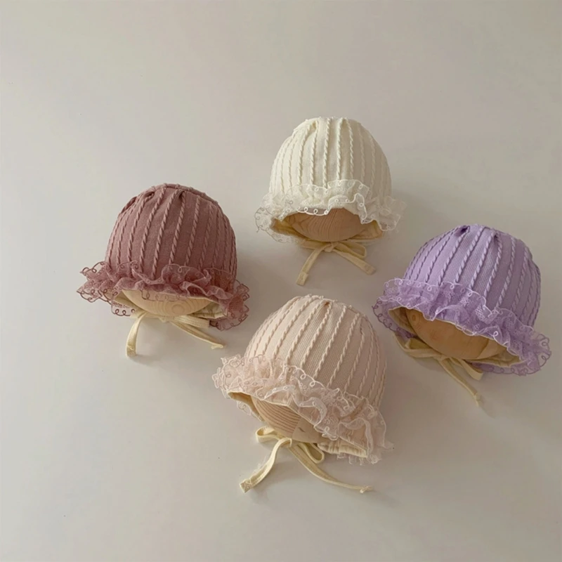 Gorro de encaje para bebé – Estilo princesa ajustable con lazo