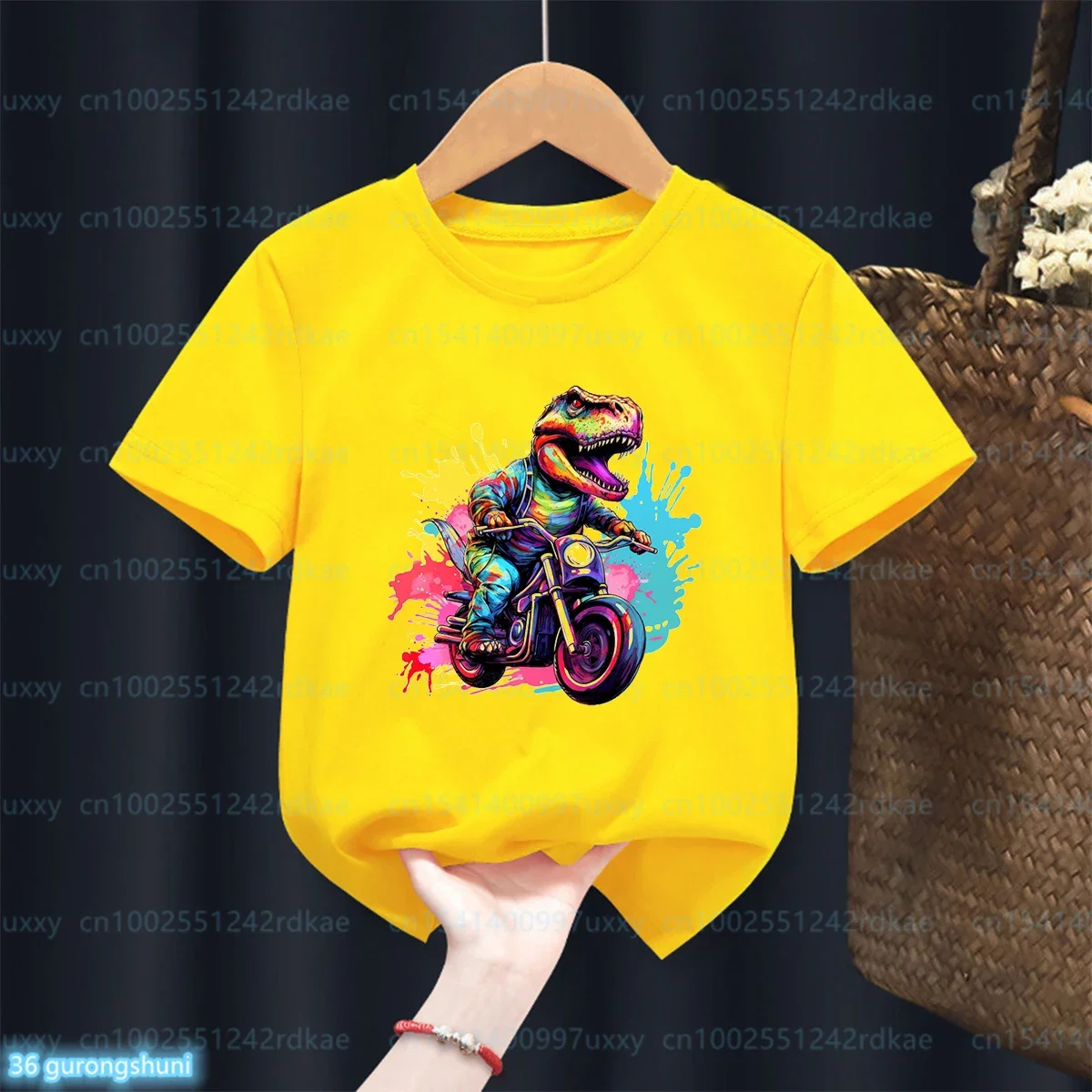 Camiseta motociclista niños manga corta – estampado amarillo - imagen 3