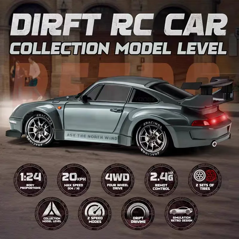 Coche RC de deriva con tracción total y luces teledirigido - imagen 5