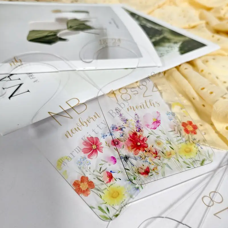 Tarjetas de hito para bebé con flores, para fotos y crecimiento - imagen 2