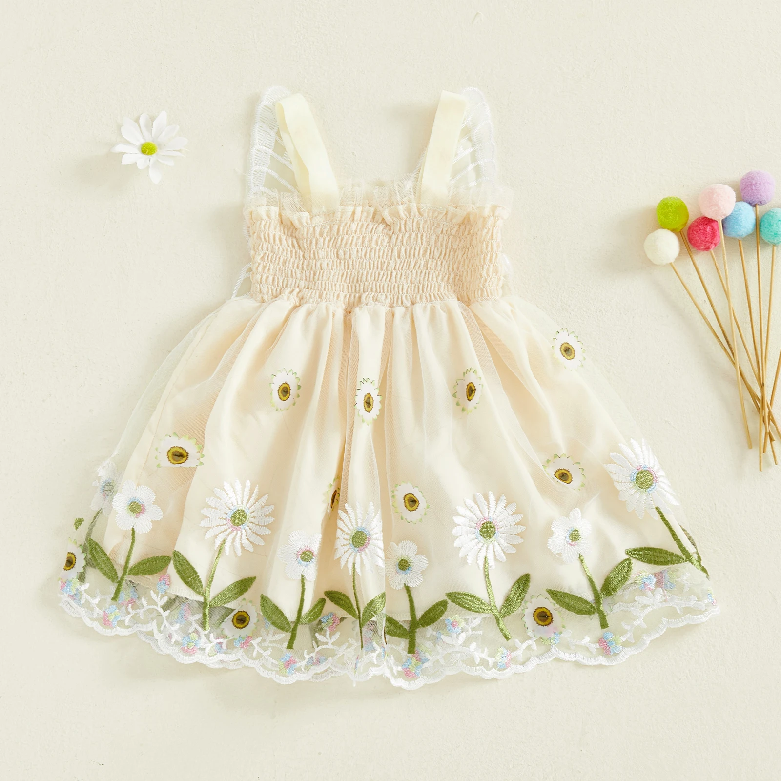 Vestido de princesa sin mangas con lentejuelas y bordado floral - imagen 4