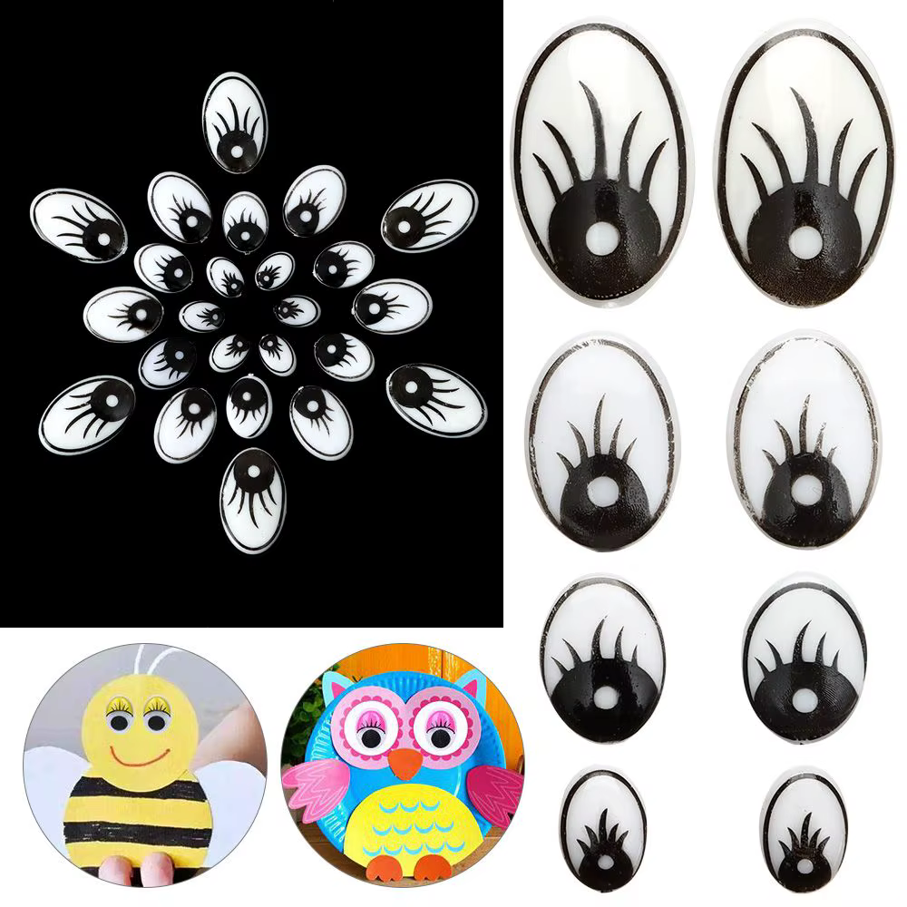 Ojos de muñeca de ganchillo blancos y negros
