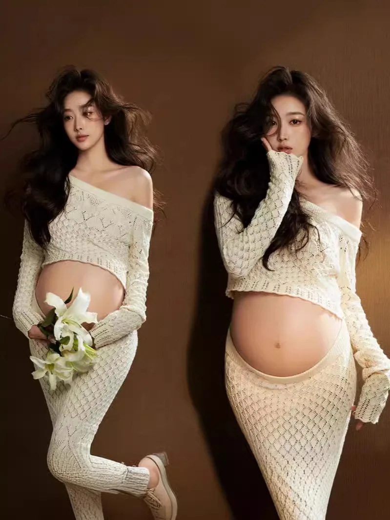 Vestido maternidad boho encaje - conjunto piezas para sesión