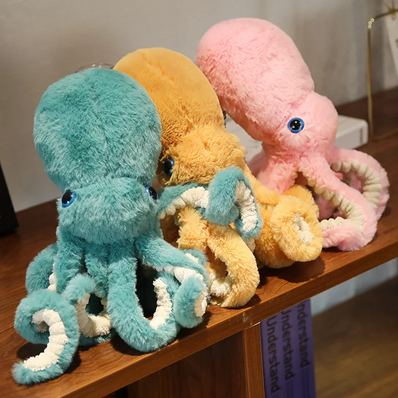 Peluche de pulpo multicolor con ojos azules