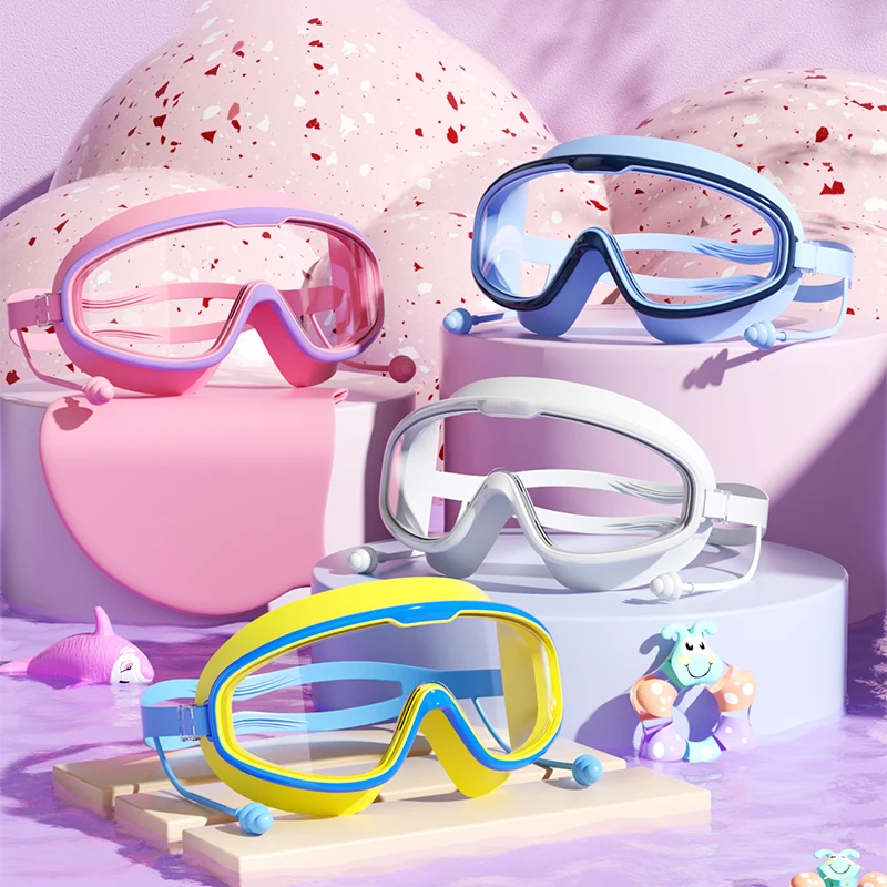 Gafas de natación para niños multicolor con marco grande