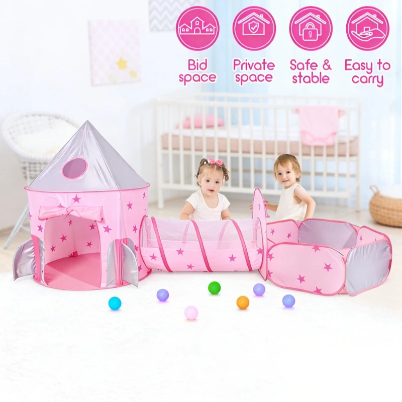 IMBABY Tienda de campaña infantil princesa con túnel plegable - imagen 3