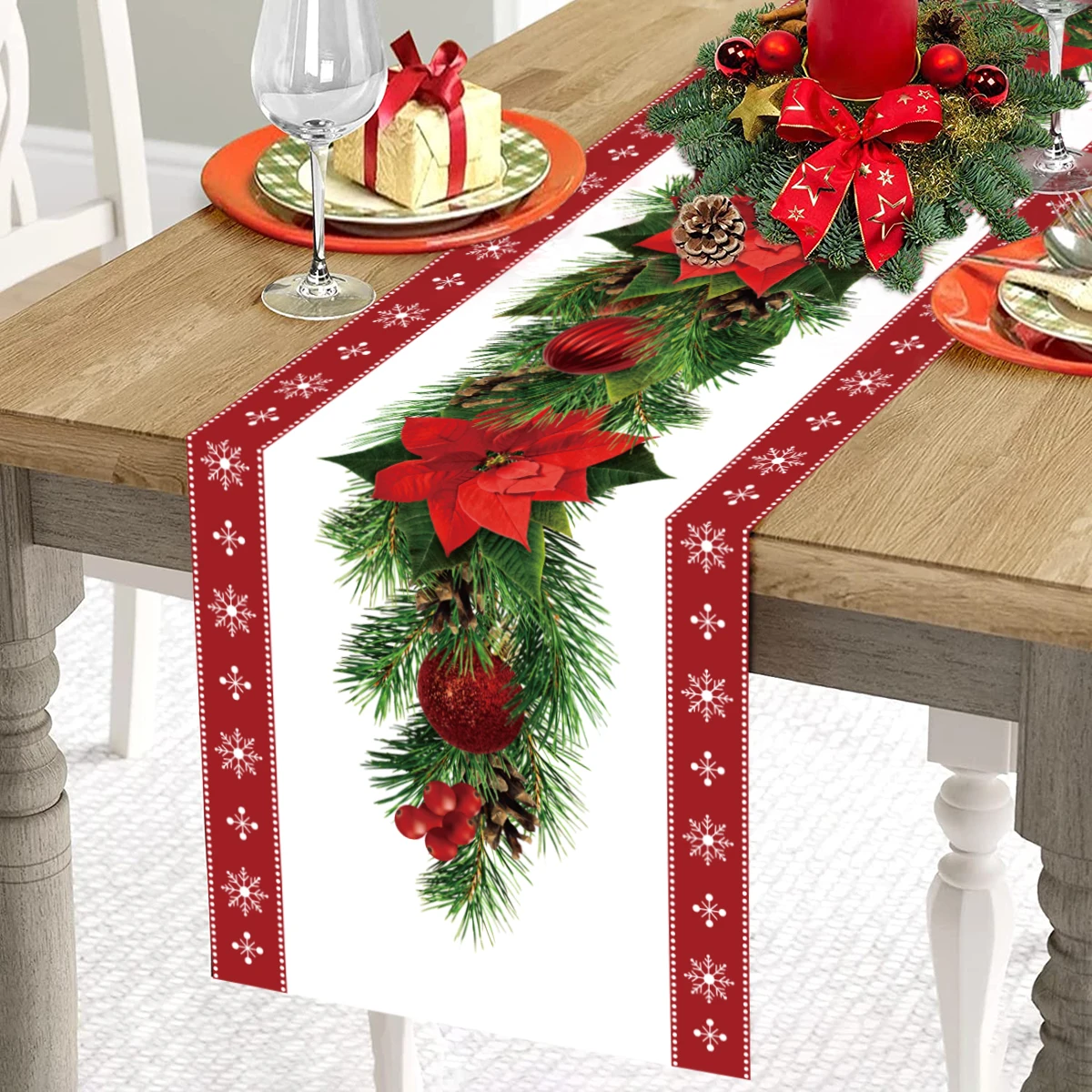 Camino de mesa de Navidad para decoración del hogar festiva