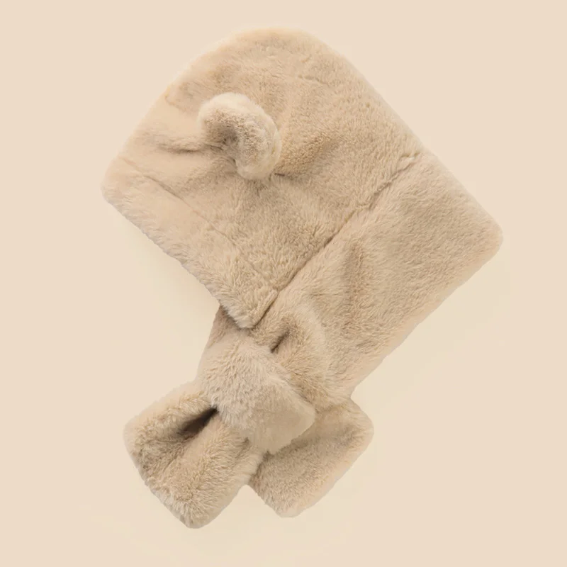 Gorro y bufanda polar con orejas de oso para bebé a prueba de viento - imagen 2