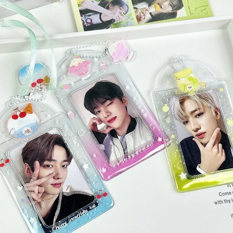 Marco de fotos PVC con diseño helado y cadena para tarjetas Kpop - imagen 4