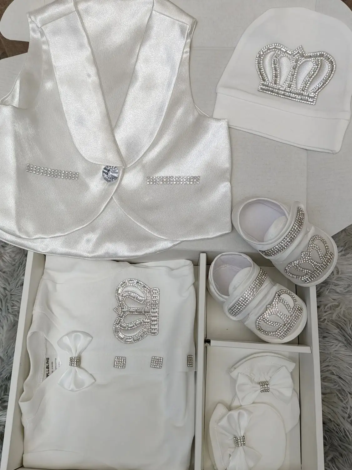 Conjunto recién nacido ropa de burbuja manga larga con corona - imagen 5