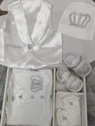 Conjunto recién nacido ropa de burbuja manga larga con corona