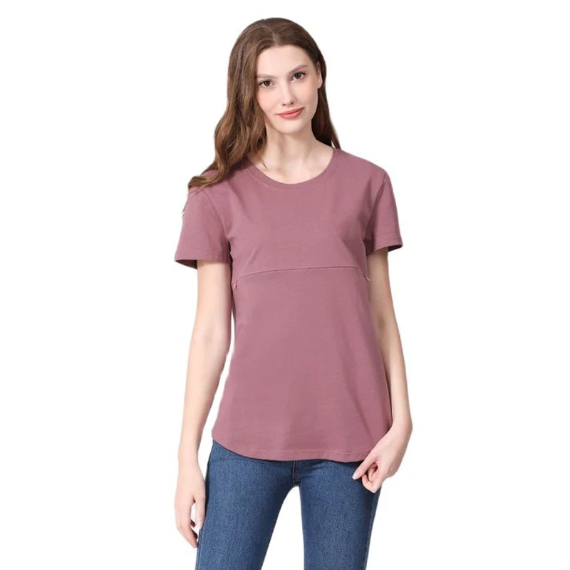 Camiseta de lactancia verano con cremallera invisible para embarazadas