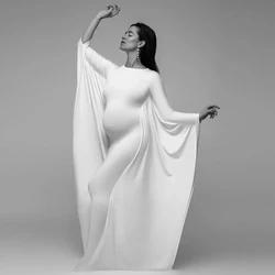 Vestido de maternidad largo ajustado con manga murciélago elegante