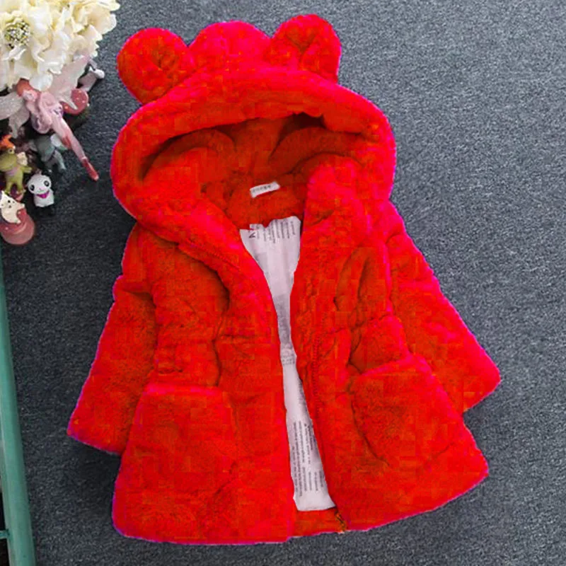 Chaqueta polar rosa con capucha para niña – Abrigo de invierno cálido - imagen 2