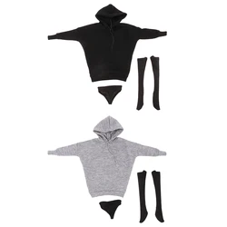 Conjunto suéter con capucha y medias cortas estilo callejero